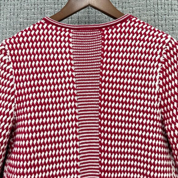 Talbots Open Cardigan Women's Size Small Red White Sweater Pure Merino Wool - Picture 6 of 12
